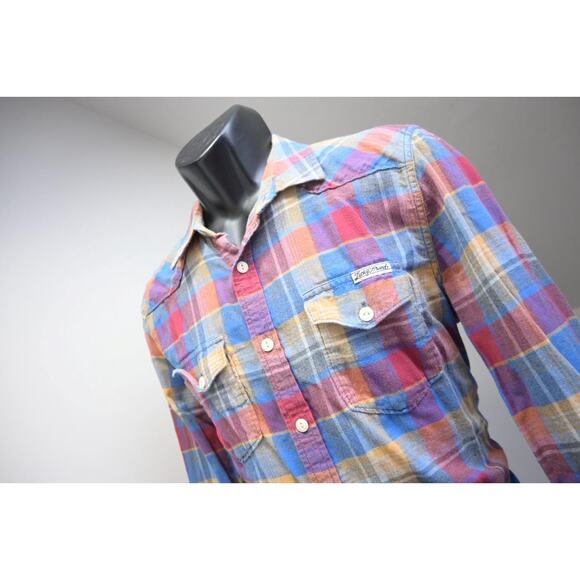 Lucky Brand Big Button Shirt Classic Fit Long Sleeve Plaid Button Up Mens Medium - Picture 2 of 7